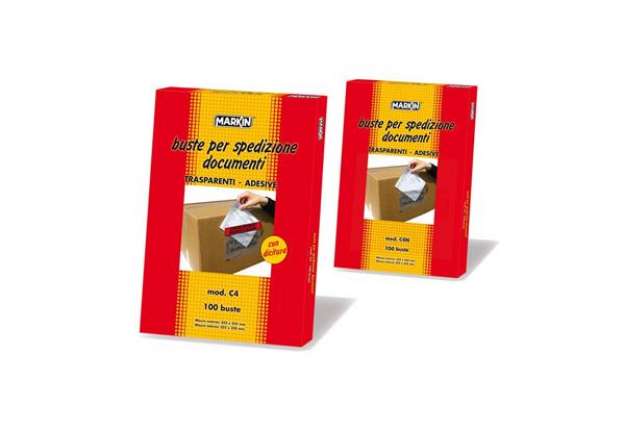 Immagine di Buste portadocumenti Markin con dicitura Markin - C5 235x175 mm conf. 100 pz - Y335C5