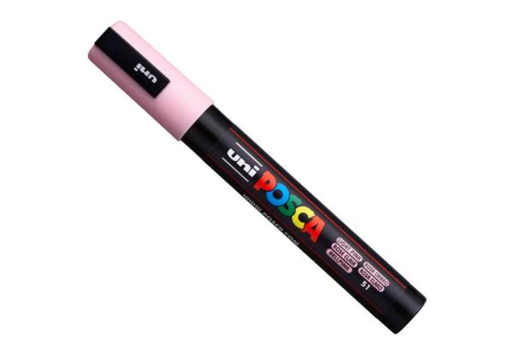 Immagine di Marcatore a base d'acqua Uni Posca PC5M  - punta tonda media da 1,8mm a 2,5mm - rosa chiaro - Uni Mi
