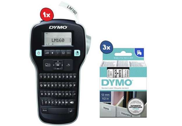 Immagine di Etichettatrice portatile Dymo Label Manager 160 + 3 nastri D1 12 mm x 7 m nero/bianco - 2181011