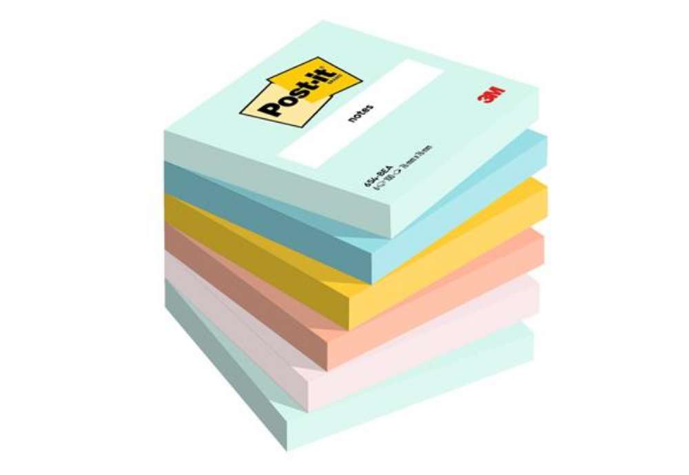 Immagine di Blocco Post-it - 654-BEA - 76 x 76 mm - colori Beachside - 100 fogli - Post-it - conf. 6 pezzi