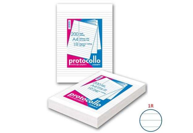 Immagine di Fogli protocollo Blasetti A4 60 g/m² - rigatura 1R - senza margini - risma da 200 fogli - 1280