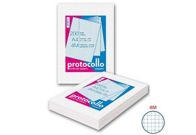 Immagine di Fogli protocollo Blasetti A4 60 g/m² - rigatura 4M - senza margini - risma da 200 fogli - 1281