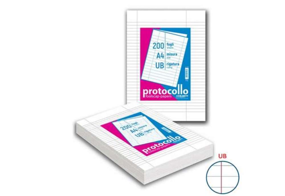 Immagine di Fogli protocollo Blasetti A4 - 60 g/m² - risma 200 ff - UB - 1283