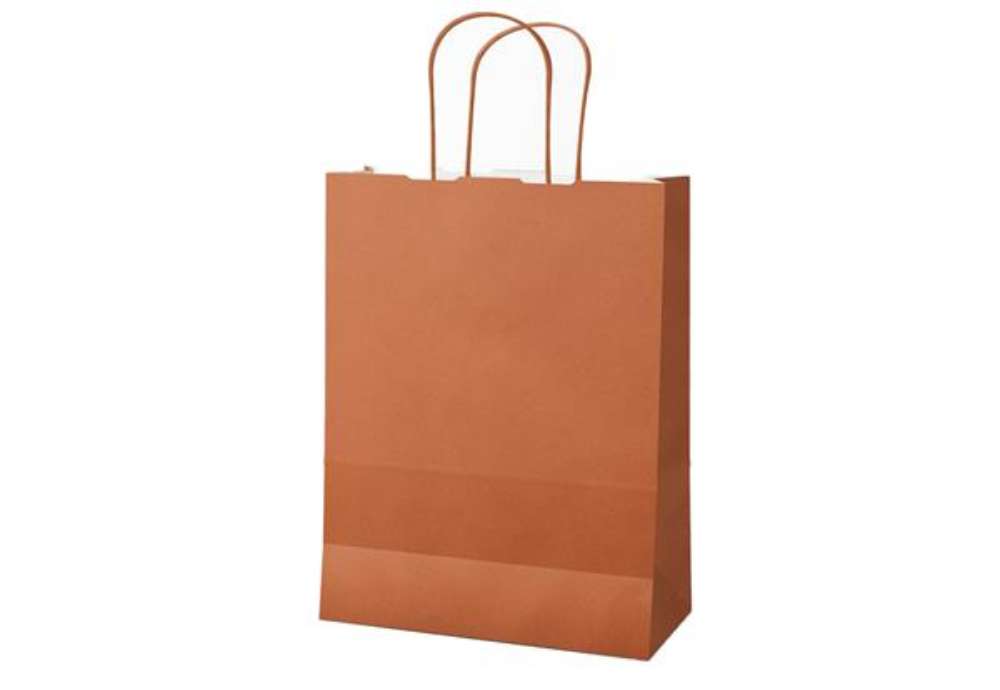 Immagine di Shopper Twisted - maniglie cordino - 26 x 11 x 34,5 cm - carta kraft - terracotta - Mainetti Bags -