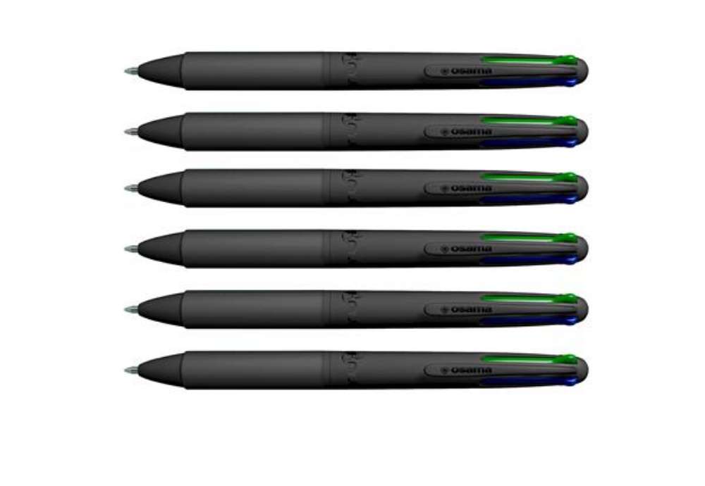 Immagine di Penna a sfera 4 Multi All Black - con astuccio - punta 1,00 mm - 4 colori  - Osama - conf. 6 pezzi