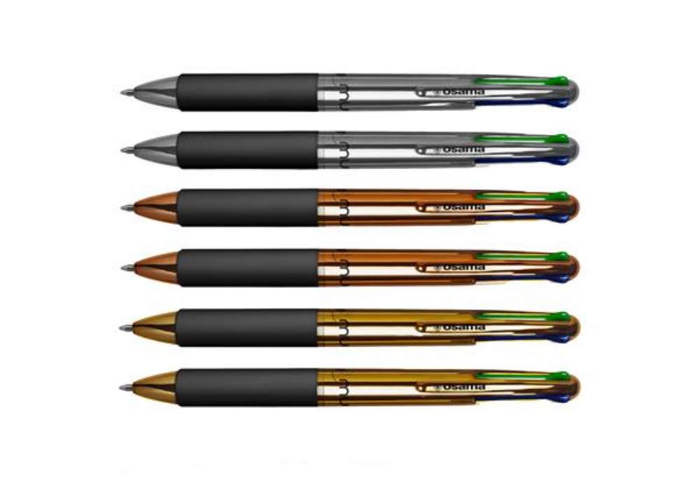 Immagine di Penna a sfera 4 Multi Chrome - con astuccio - punta 1,00 mm - 4 colori  - Osama - conf. 6 pezzi