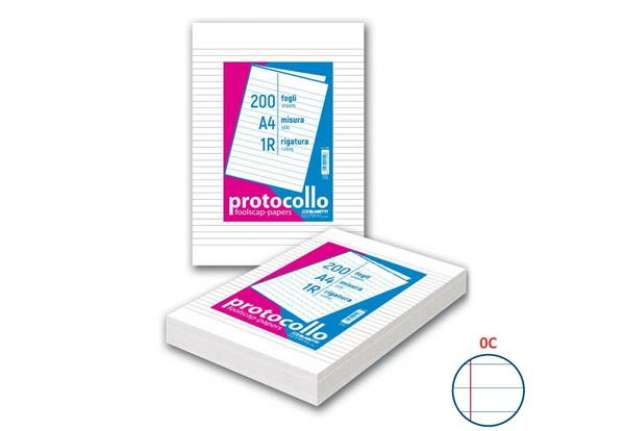 Immagine di Fogli protocollo Blasetti A4 60 g/m² - rigatura C con margine - risma da 200 fogli - 1287