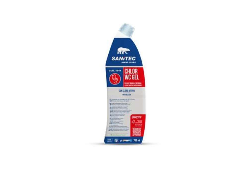 Immagine di Detergente con candeggina Sanitec WC e orinatoi - 700 ml - 1944