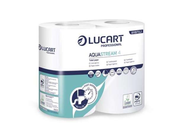 Immagine di Carta igienica 2 veli Aquastream 4 - Lucart Professional - 400 strappi - Cartone di 14 confezioni da