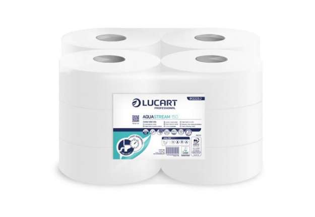 Immagine di Carta igienica mini jumbo 2 veli Lucart Professionale Aquastream 150 conf. 12 rotoli da 150 mt - 812