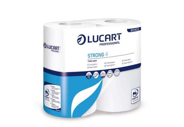 Immagine di Carta igienica a rotolo Strong 4 - 2 veli - bianca conf. 4 pz. Lucart Professional - 811403I