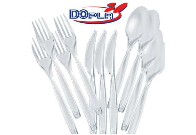 Immagine di Forchette magnum Compact trasparenti in polistirene conf. 50 pz Dopla Reusable 177 mm - 3437