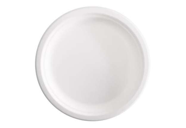 Immagine di Piatto piano monouso - rotondo - diametro 23 cm - canna da zucchero - bianco - Signor Bio - conf. 12
