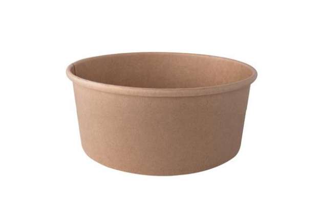 Immagine di Insalatiera tonde monouso - 750 ml - cartoncino - avana - Signor Bio - conf. 50 pezzi