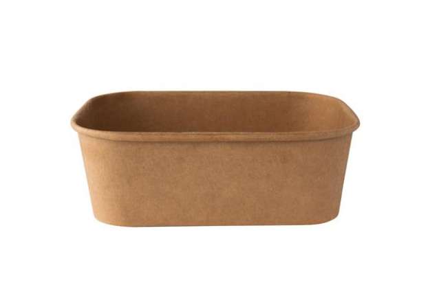 Immagine di Insalatiera rettangolare monouso - 750 ml - cartoncino - avana - Signor Bio - conf. 50 pezzi