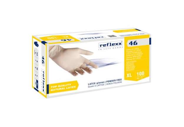 Immagine di Guanti in lattice R46 - s/polvere - tg XL - bianco - Reflexx - conf. 100 pezzi