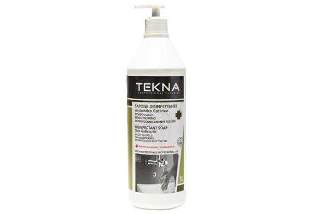 Immagine di Sapone disinfettante - senza profumo - con dispenser - 1 L - Tekna