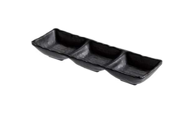 Immagine di Vassoietto a tre scomparti - 27 x 9 x 3,5 cm - melamina - nero - Leone
