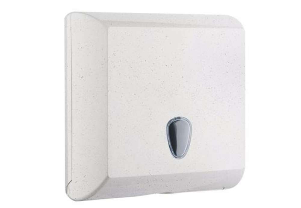 Immagine di Dispenser asciugamani Woodplastic - piegati a V e Z - 30 x 13,6 x 29 cm - 500 fogli - bianco - Mar P