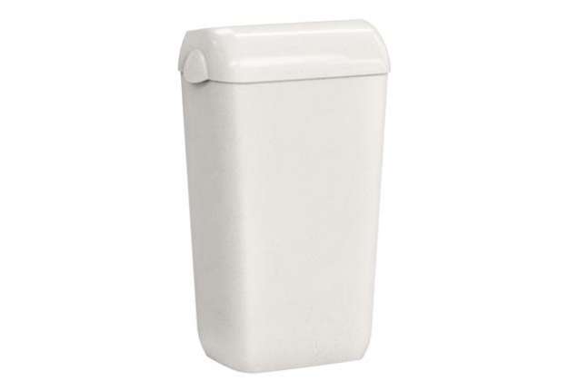 Immagine di Cestino gettacarte Woodplastic - con coperchio - 225 x 335 x 545 mm - 23 L - bianco - Mar Plast