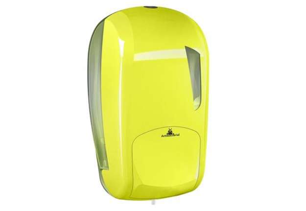 Immagine di Dispenser per sapone liquido Skin - 232 x 114 x 124 mm - capacità 1 L - giallo fluo - Mar Plast