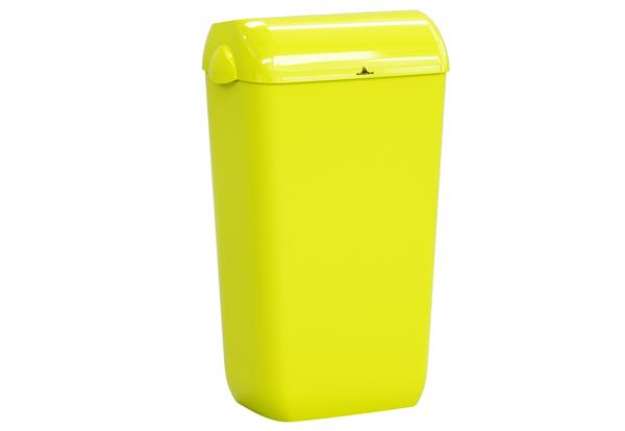 Immagine di Cestino gettacarte Skin - con coperchio - 545 x 225 x 335 mm - 23 L - giallo fluo - Mar Plast