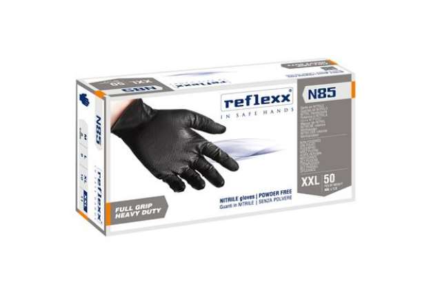 Immagine di Guanti in nitrile N85B - ultra resistenti - tg XXL - nero - Reflexx - conf. 50 pezzi