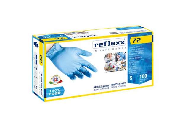 Immagine di Guanti in nitrile foodline R72 - tg S - azzurro - Reflexx - conf. 100 pezzi