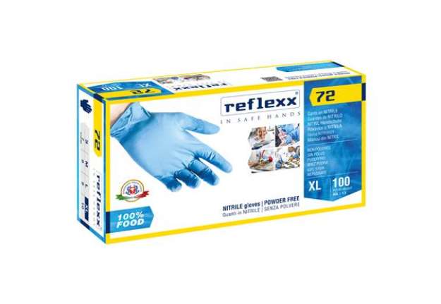 Immagine di Guanti in nitrile foodline R72 - tg XL - azzurro - Reflexx - conf. 100 pezzi