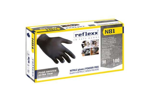 Immagine di Guanti in nitrile N81 - tg M - nero - Reflexx - conf. 100 pezzi