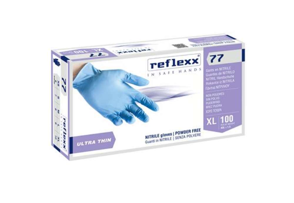 Immagine di Guanti in nitrile R77 - tg XL - azzurro - Reflexx - conf. 100 pezzi