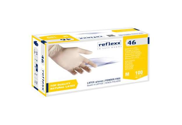 Immagine di Guanti in lattice R46 - s/polvere - tg M - bianco - Reflexx - conf. 100 pezzi