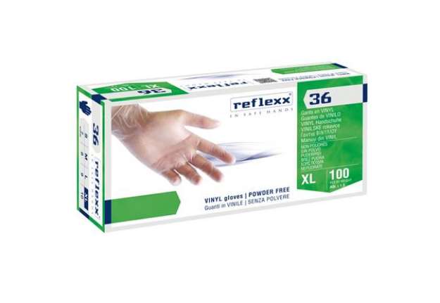 Immagine di Guanti in vinile R36 - s/polvere - tg XL - bianco - Reflexx - conf. 100 pezzi