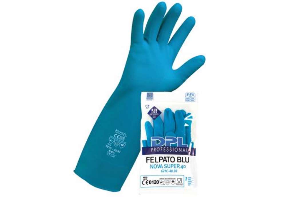 Immagine di Guanti alimentari MPFB411 - in lattice felpato - taglia S - blu - Icoguanti