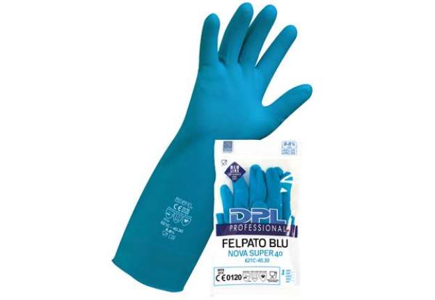 Immagine di Guanti alimentari MPFB411 - in lattice felpato - taglia L - blu - Icoguanti