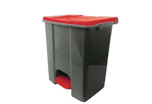 Immagine di Contenitore mobile Ecoconti - a pedale - 60 L - plastica riciclata - grigio/rosso - Medial