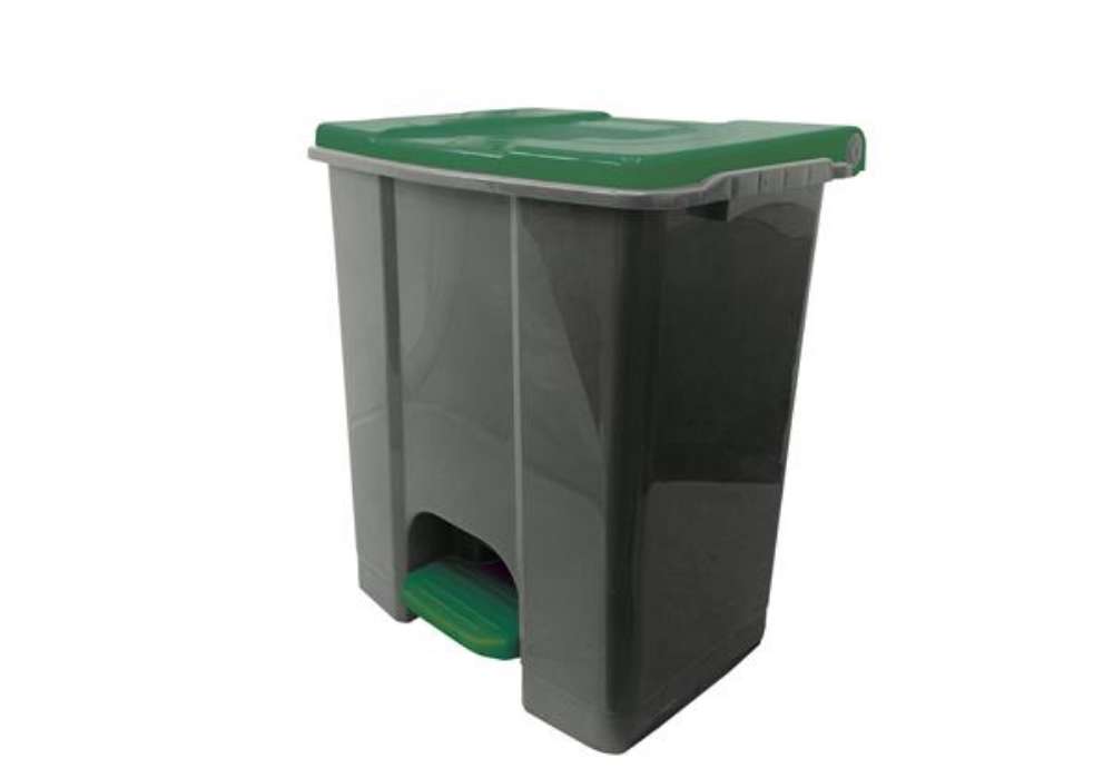 Immagine di Contenitore mobile Ecoconti - a pedale - 60 L - plastica riciclata - grigio/verde - Medial