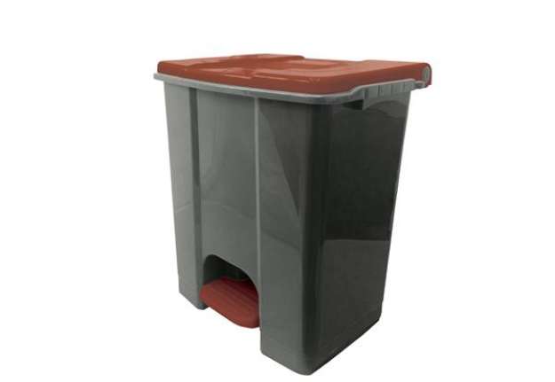 Immagine di Contenitore mobile Ecoconti - a pedale - 60 L - plastica riciclata - grigio/marrone - Medial
