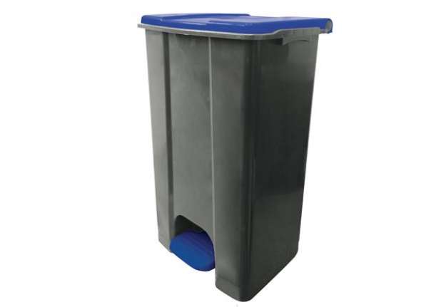 Immagine di Contenitore mobile Ecoconti - a pedale - 80 L - plastica riciclata - grigio/blu - Medial Internation
