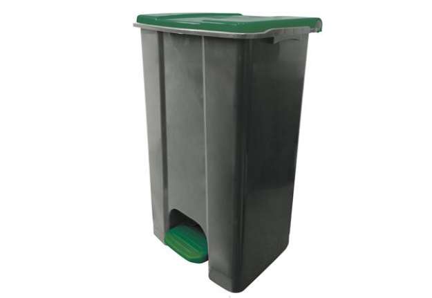 Immagine di Contenitore mobile Ecoconti - a pedale - 80 L - plastica riciclata - grigio/verde - Medial Internati