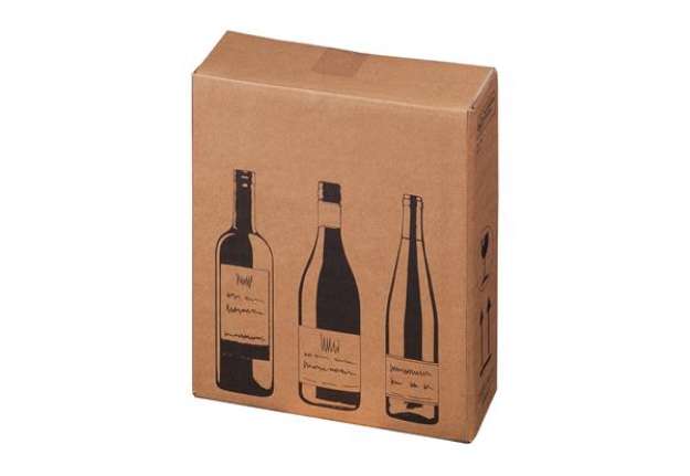 Immagine di Scatola Wine Pack - 3 bottiglie - 30,5 x 10,8 x 36,8 cm - cartone doppia onda - avana - Bong Packagi