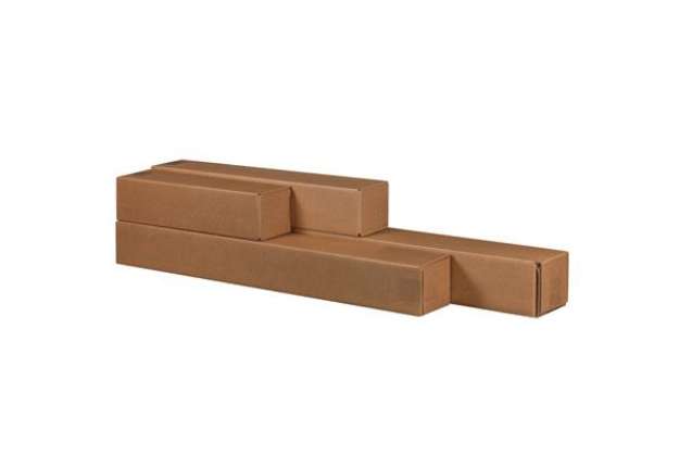 Immagine di Scatola a tubo Square Box - chiusura a nastro - 10,5 x 10,5 x 63 cm - cartone microonda - avana - Bo