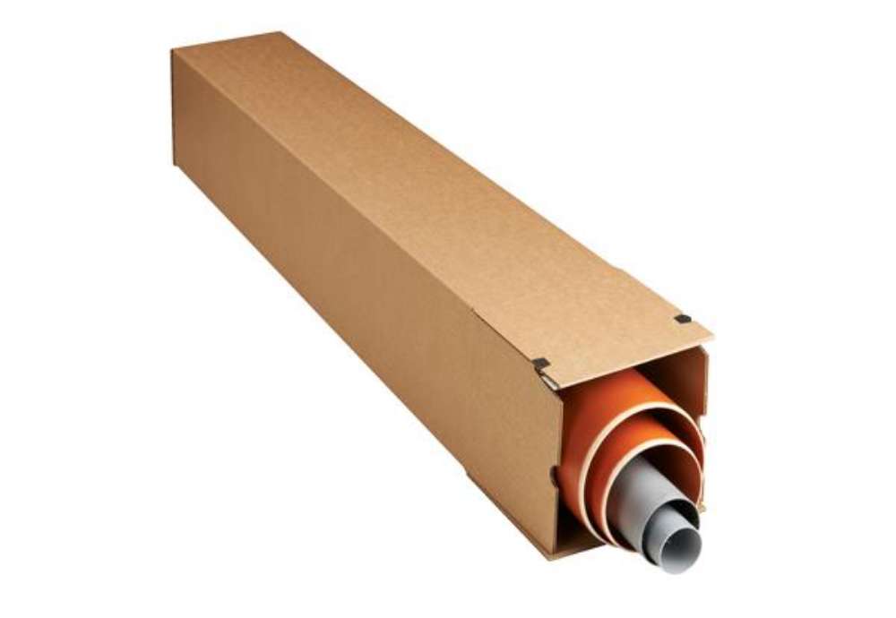 Immagine di Scatola a tubo Square Box - chiusura strip - 10,5 x 10,5 x 71,5 cm - cartone microonda - avana - Bon