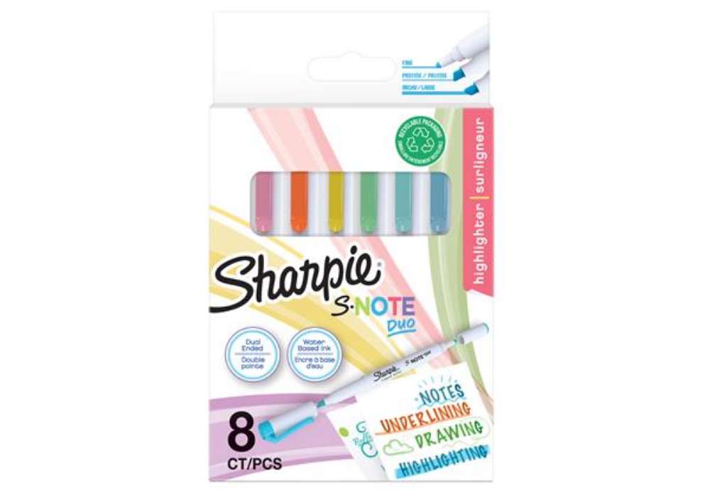 Immagine di Pennarelli S-Note Duo - colori assortiti - Sharpie - conf. 8 pezzi
