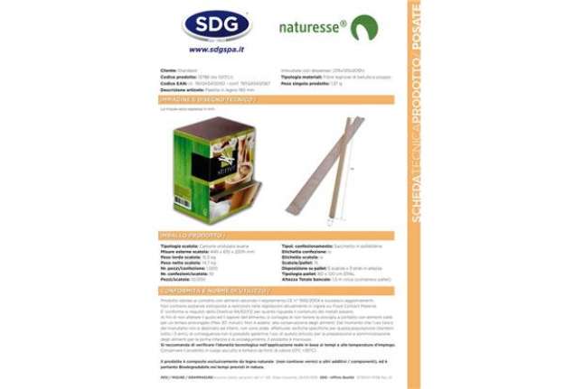 Immagine di Palette in legno BIO monouso 190 mm imbustate con dispenser Scatolificio del Garda in conf. da 1000