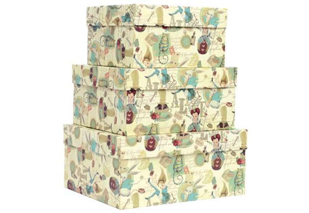 Immagine di Set scatole regalo grandi - dimensioni assortite - fantasia Alice - Kartos - conf. 3 pezzi