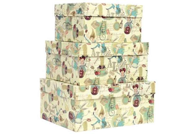 Immagine di Set scatole regalo grandi - dimensioni assortite - fantasia Alice - Kartos - conf. 3 pezzi