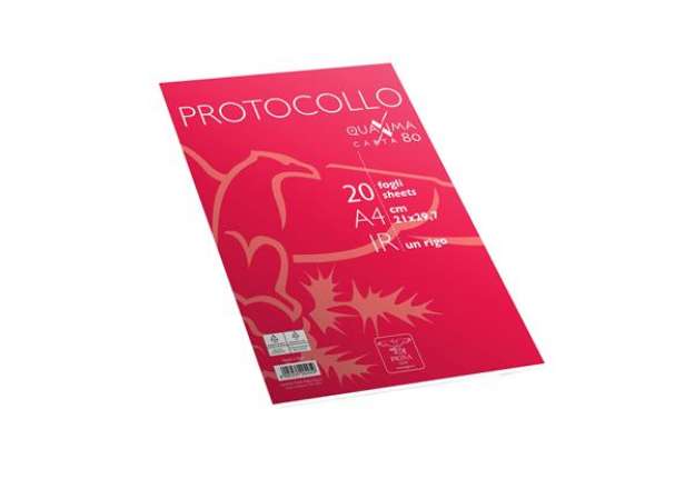 Immagine di Fogli protocollo Quaxima - A4 - 1rigo - 80 gr - Pigna - conf. 20 pezzi