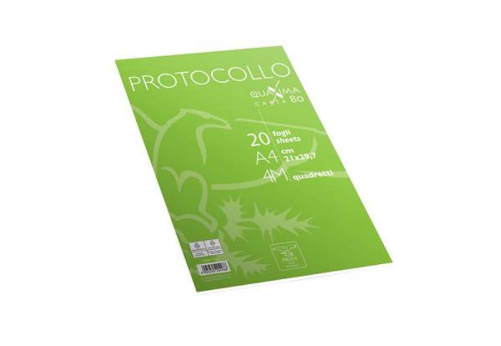 Immagine di Fogli protocollo Quaxima - A4 - 4 mm - 80 gr - Pigna - conf. 20 pezzi