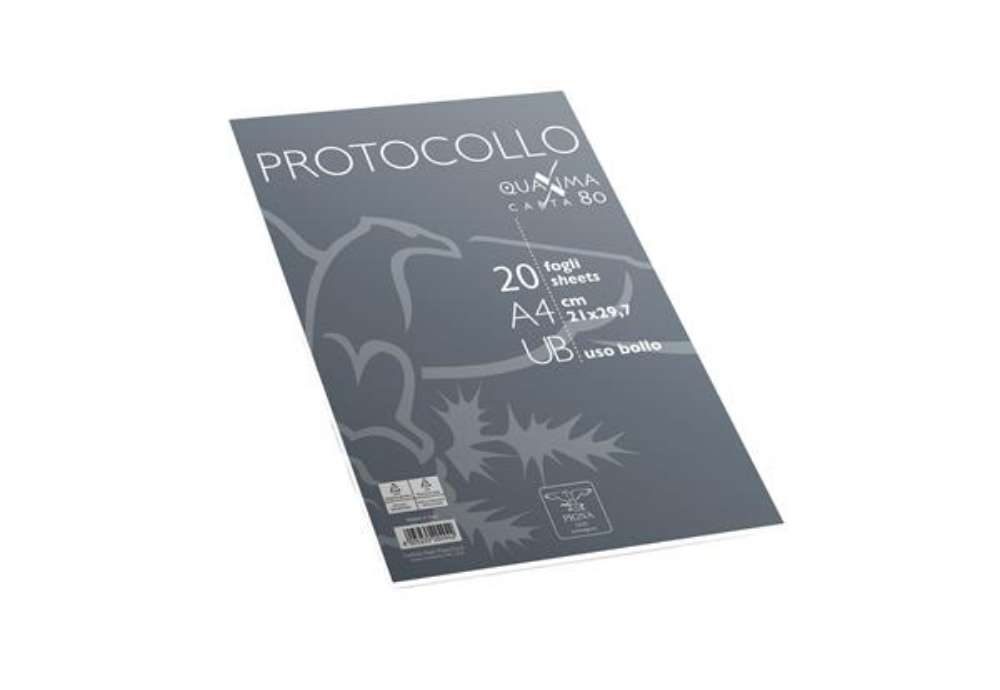Immagine di Fogli protocollo Quaxima - A4 - uso bollo - 80 gr - Pigna - conf. 20 pezzi